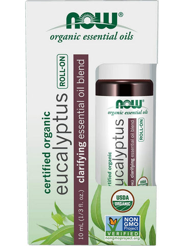NOW Foods, Eucalyptus Clarifying Essential Oil Blend, Organic Roll-On, 10 mL