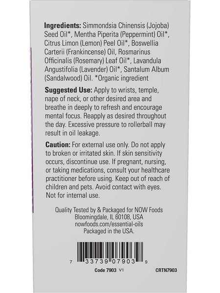 NOW Foods, Mind That Energy Focusing Essential Oil Blend, Roll-On, 10 mL