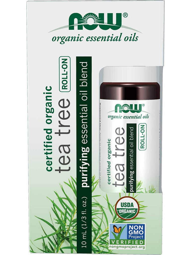 NOW Foods, Tea Tree Purifying Essential Oil Blend, Organic Roll-On, 10 mL