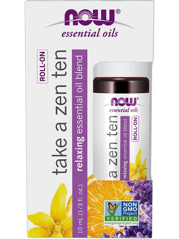 NOW Foods, Take A Zen Ten Relaxing Essential Oil Blend, Roll-On, 10 mL