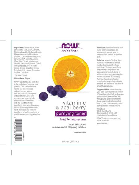 NOW Foods, Vitamin C & Acai Berry Purifying Toner, 8 fl oz