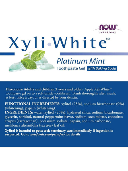 NOW Foods, XyliWhite™, Platinum Mint Toothpaste Gel with Baking Soda, 6.4 oz