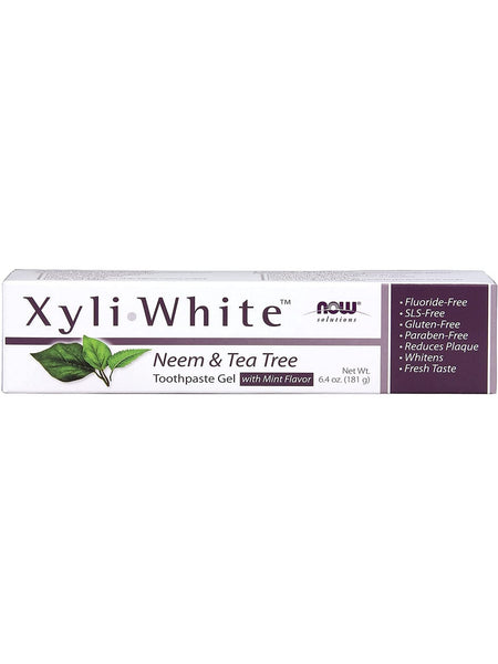 NOW Foods, XyliWhite™, Neem & Tea Tree Toothpaste Gel with Mint Flavor, 6.4 oz
