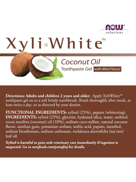 NOW Foods, XyliWhite™, Coconut Oil Toothpaste Gel with Mint Flavor, 6.4 oz