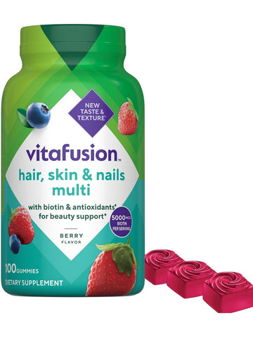 vitafusion, Hair, Skin and Nails Multivitamin, Berry, 100 Gummies