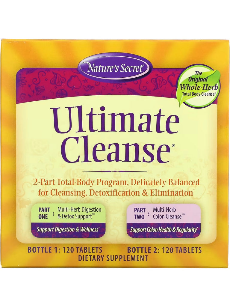 Nature's Secret, Ultimate Cleanse, 2-Part Total-Body Program, Bottle 1: 120 Tablets and Bottle 2: 120 Tablets