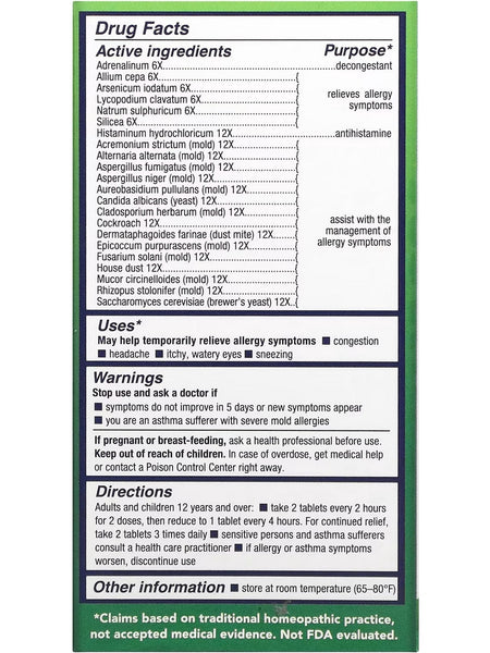 NaturalCare, bioAllers, Mold, Yeast and Dust, 60 Tablets