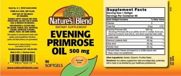 Nature's Blend, Evening Primrose Oil 500 mg, 90 Softgels