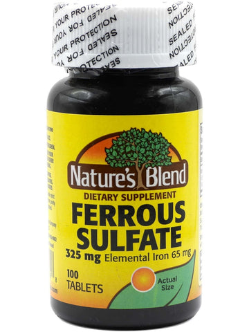 Nature's Blend, Ferrous Sulfate (325mg) Elemental Iron 65 mg, 100 Tablets