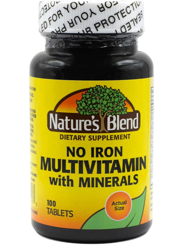 Nature's Blend, No Iron Multivitamin with Minerals, 100 Tablets