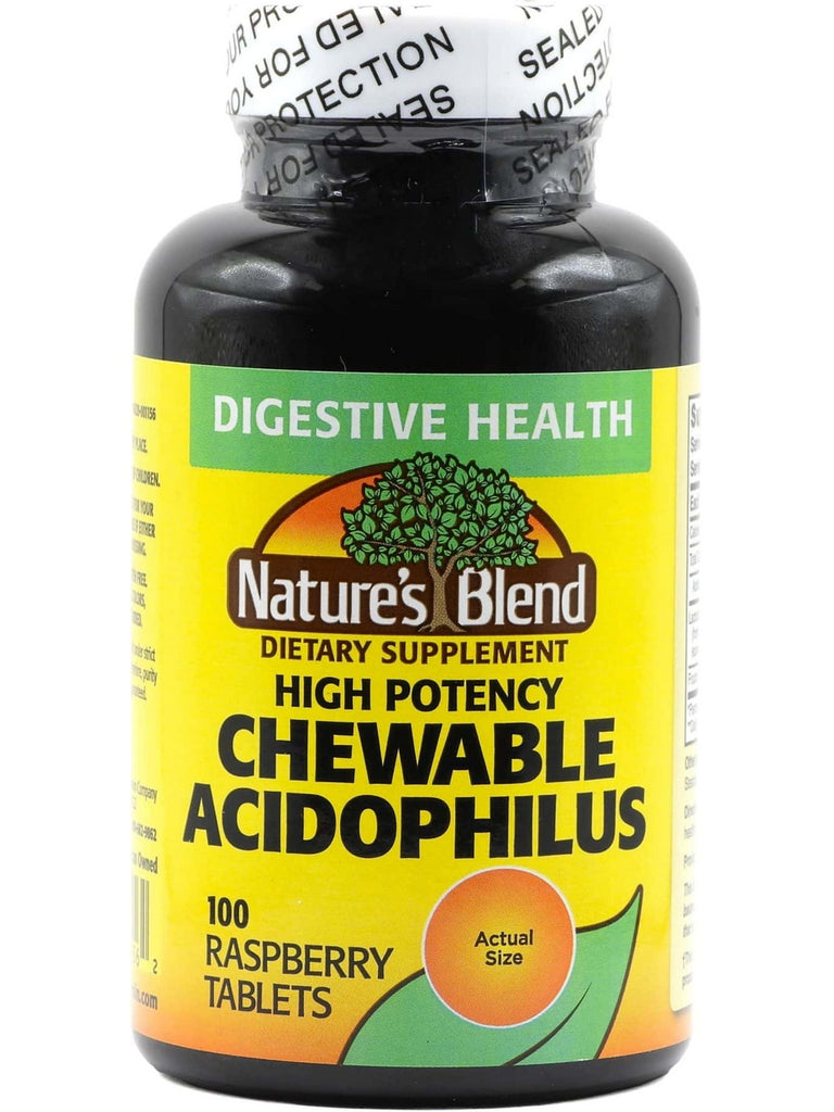 Nature's Blend, High Potency Chewable Acidophilus, Raspberry, 100 Raspberry Tablets