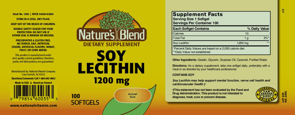 Nature's Blend, Soy Lecithin 1,200 mg, 100 Softgels