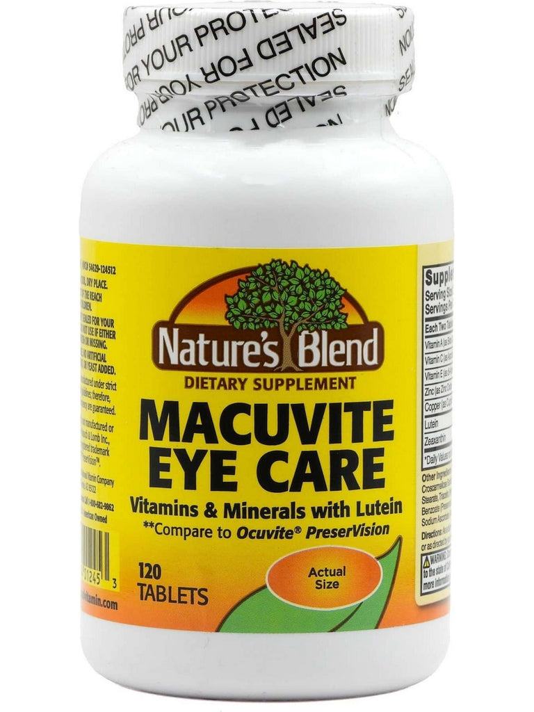 Nature's Blend, Macuvite Eye Carea, Vitamins & Minerals with Lutein, 120 Tablets