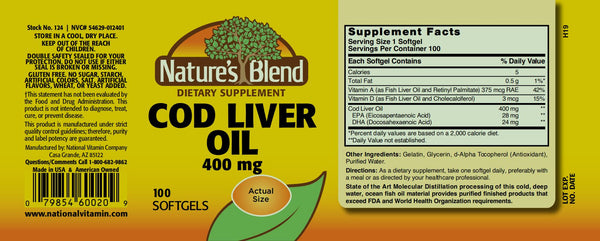 Nature's Blend, Cod Liver Oil, 100 Softgels