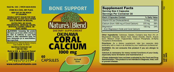 Nature's Blend, Okinawa Coral Calcium 1,000mg, 60 Capsules
