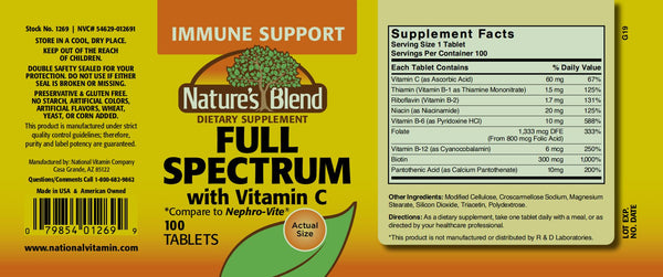 Nature's Blend, Full Spectrum B with Vitamin C, 100 Tablets