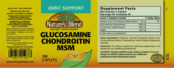 Nature's Blend, Glucosamine Chondroitin MSM, 120 Caplets