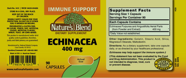 Nature's Blend, Echinacea 400 mg, 90 Capsules