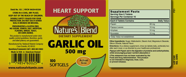 Nature's Blend, Garlic Oil 500 mg, 100 Softgels