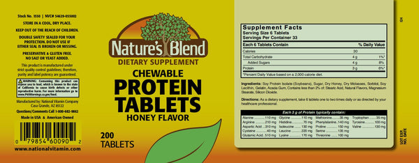 Nature's Blend, Protein Tablets, Chewable Honey Flavor, 200 Tablets