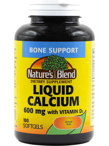 Nature's Blend, Liquid Calcium 600 mg with Vitamin D3, 100 Softgels