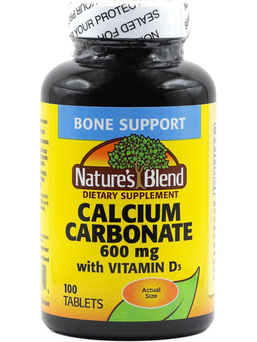 Nature's Blend, Calcium Carbonate 600 mg with Vitamin D3, 100 Tablets