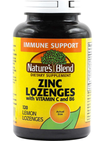 Nature's Blend, Zinc Lozenges with Vitamin C and B6, Lemon Flavor, 120 Lozenges