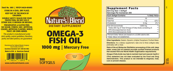 Nature's Blend, Omega-3 Fish Oil 1000 mg, 300 Softgels
