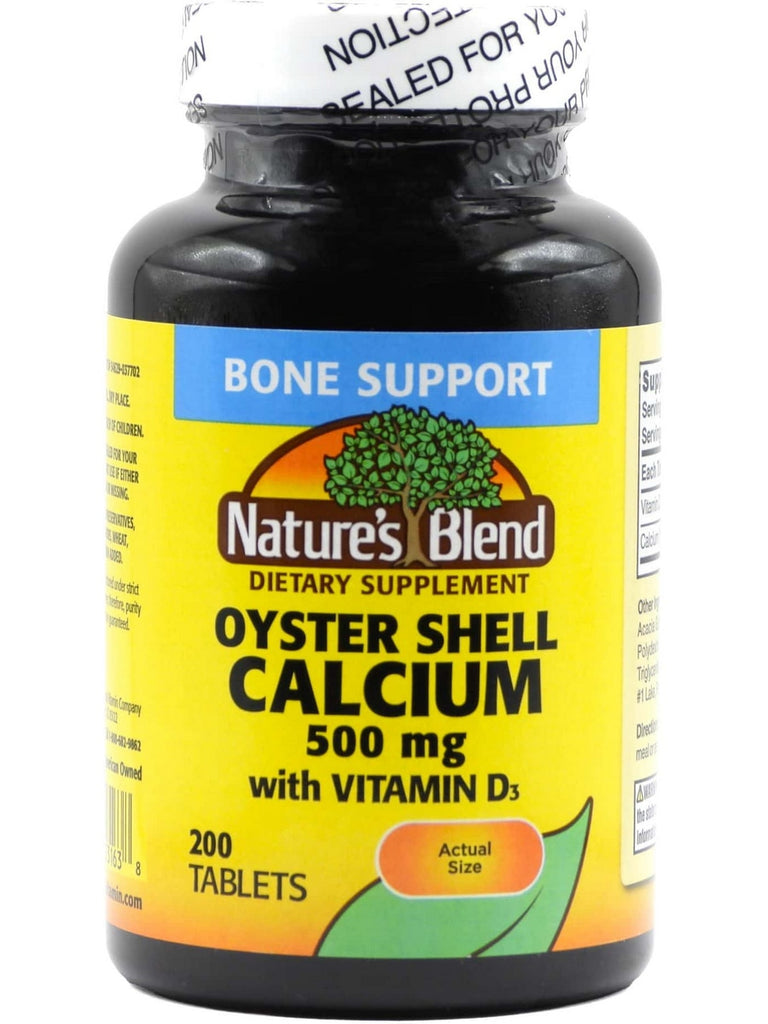 Nature's Blend, Oyster Shell Calcium, 500 mg with D3, 200 Tablets