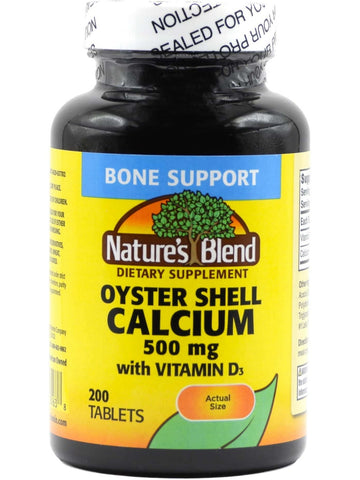 Nature's Blend, Oyster Shell Calcium, 500 mg with D3, 200 Tablets