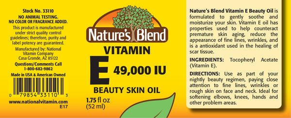 Nature's Blend, Vitamin E Beauty Oil, 49,000IU, 1.75 fl oz