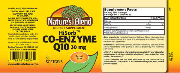 Nature's Blend, HiSorb Coenzyme Q10 30 mg, 30 Softgels