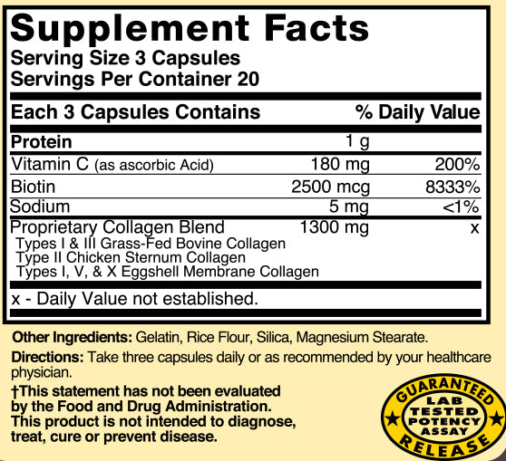 Nature's Blend, Advanced Collagen Complex Types I,II,III,V,X, 60 Capsules