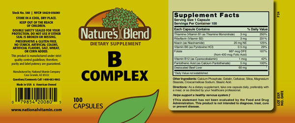Nature's Blend, B Complex, 100 Capsules