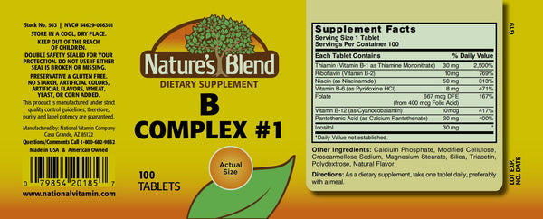 Nature's Blend, B Complex #1, 100 Tablets