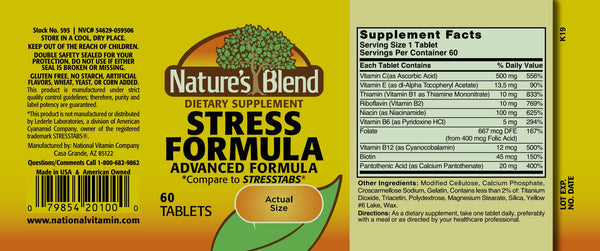 Nature's Blend, Stress Formula, Compare to StressTabs, 60 Tablets