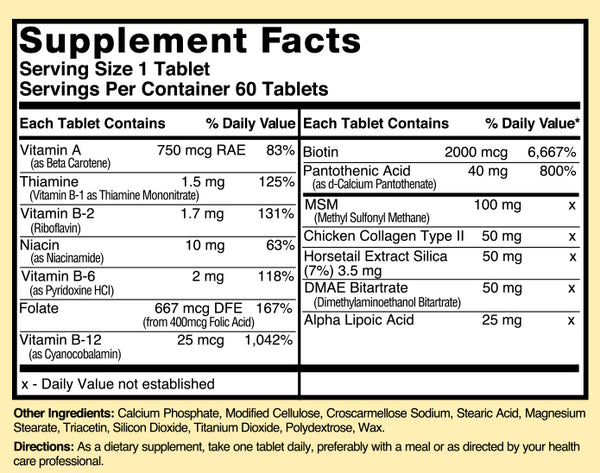 Nature's Blend, Hair, Skin, Nails Formula with Biotin, Collagen, MSM, 60 Tablets