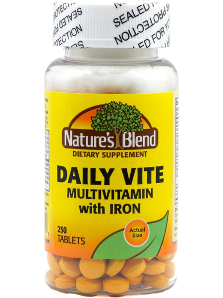 Nature's Blend, Daily Vite with Multivitamin Iron (Yellow), 250 Tablets