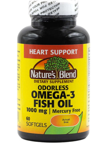 Nature's Blend, Odorless Omega-3 Fish Oil 1000 mg, 60 Softgels