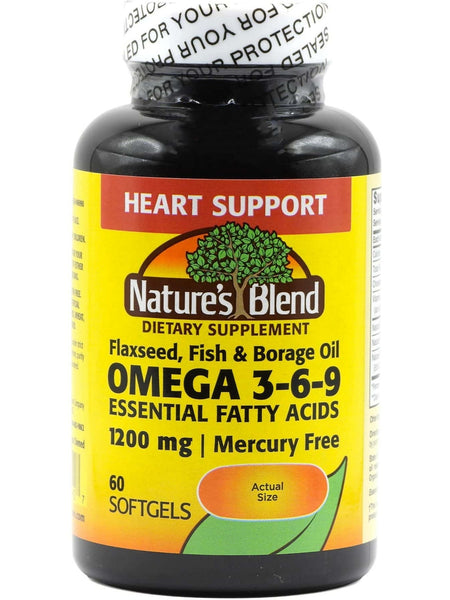Nature's Blend, Omega Oils 3-6-9 1200 mg (Flaxseed, Fish & Borage Oils), 60 Softgels