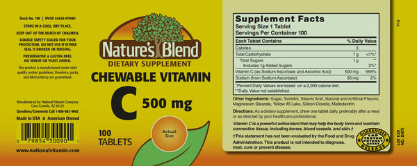 Nature's Blend, Vitamin C, Chewable, Orange, 100 Tablets