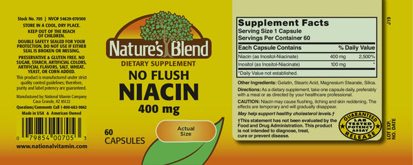Nature's Blend, No Flush Niacin 400 mg, 60 Capsules