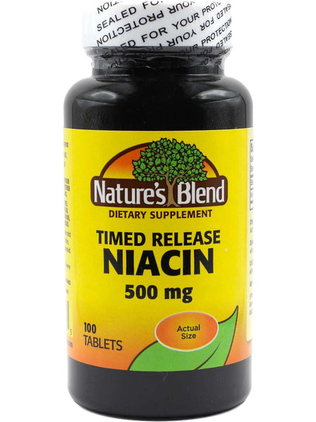 Nature's Blend, Niacin 500 mg, Timed Release, 100 Tablets