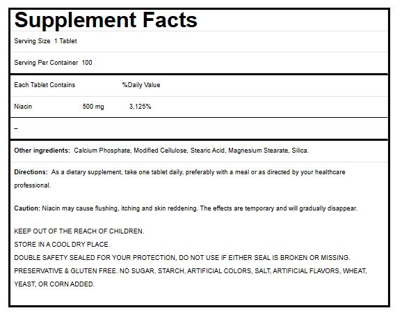 Nature's Blend, Niacin 500 mg, Timed Release, 100 Tablets