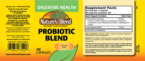 Nature's Blend, Probiotic Blend, 100 Capsules