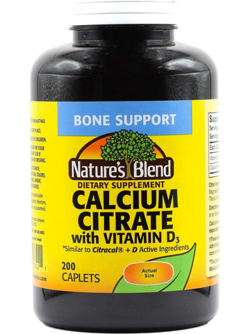 Nature's Blend, Calcium Citrate with D3 10mcg, 200 Caplets