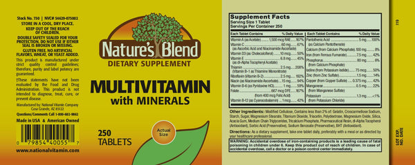 Nature's Blend, Multivitamin with Minerals, 250 Tablets