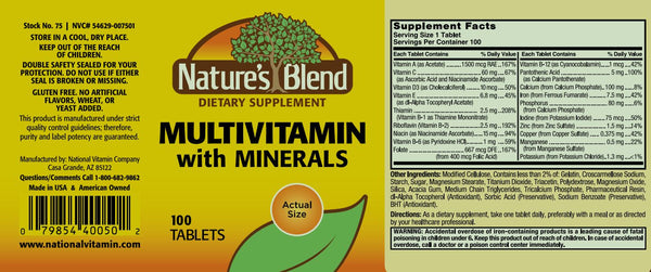 Nature's Blend, Multivitamin with Minerals, 100 Tablets