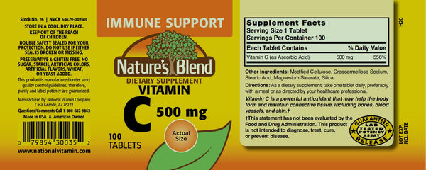 Nature's Blend, Vitamin C, 500 mg, 100 Tablets