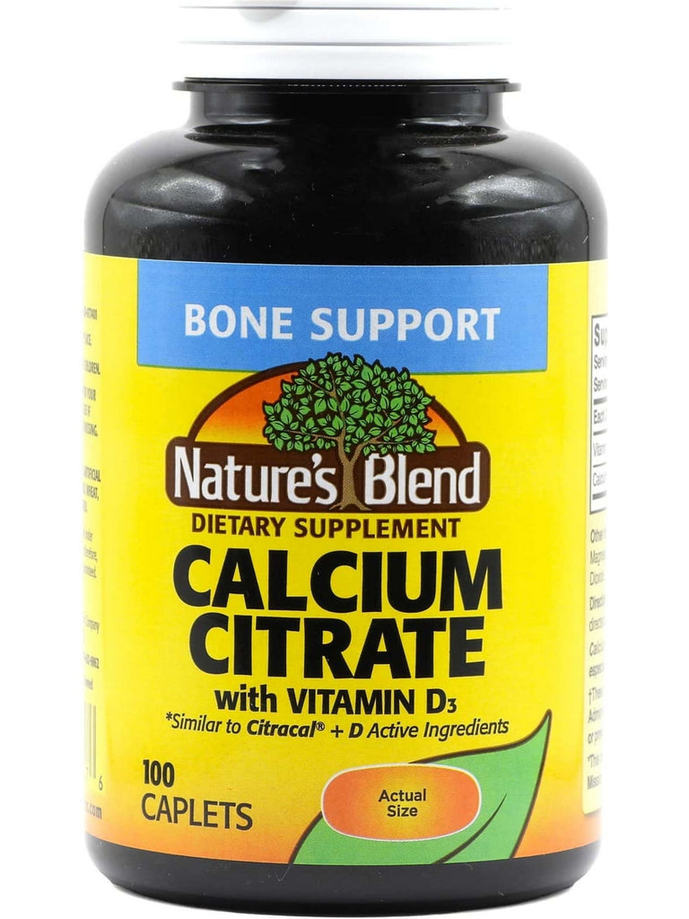 Nature's Blend, Calcium Citrate 630 mg with D3 10mcg, 100 Caplets